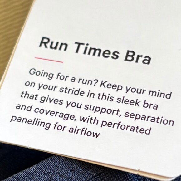 LULULEMON RUN TIMES BRA Women's Size 38D Blue Running High Intensity NWT - Picture 8 of 10